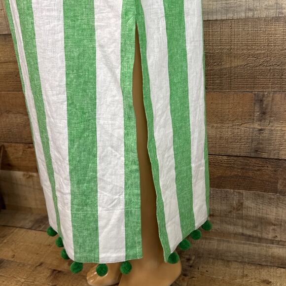 Kate Spade Awning Stripe Pom-Pom Tunic Dress Crop Sleeve White Green SZ Medium - Picture 5 of 14